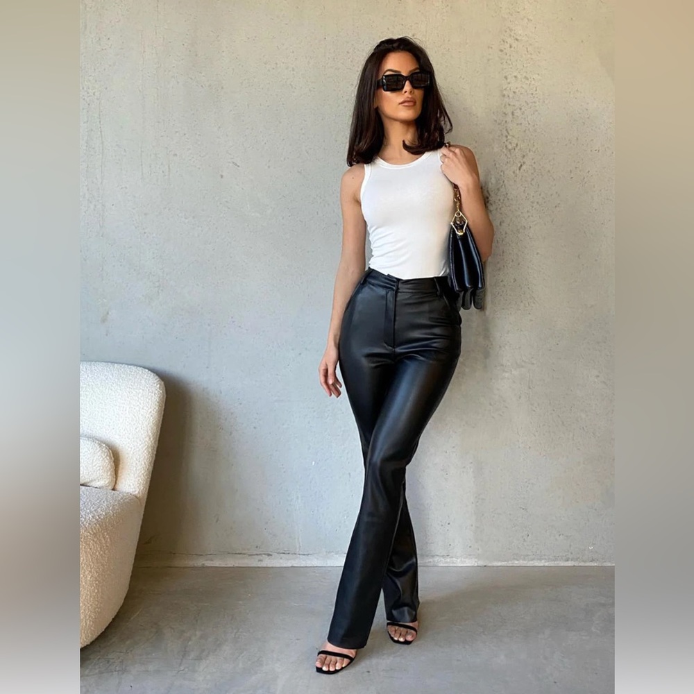 Meshki - TYRA Straight Leg Faux Leather Pants NWT